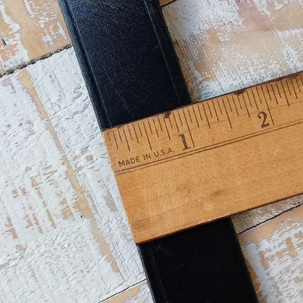 Y2K Vintage Twin Hill UPS Leather Belt 48 52 Black Silver Workwear Gorp USA Made